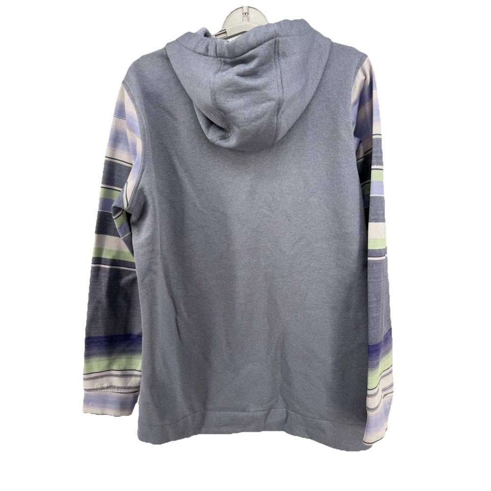 Burton Oak Long Pullover Hoodie Sweatshirt Women's L Gray Blue Multi‎ Stripes - Picture 3 of 7